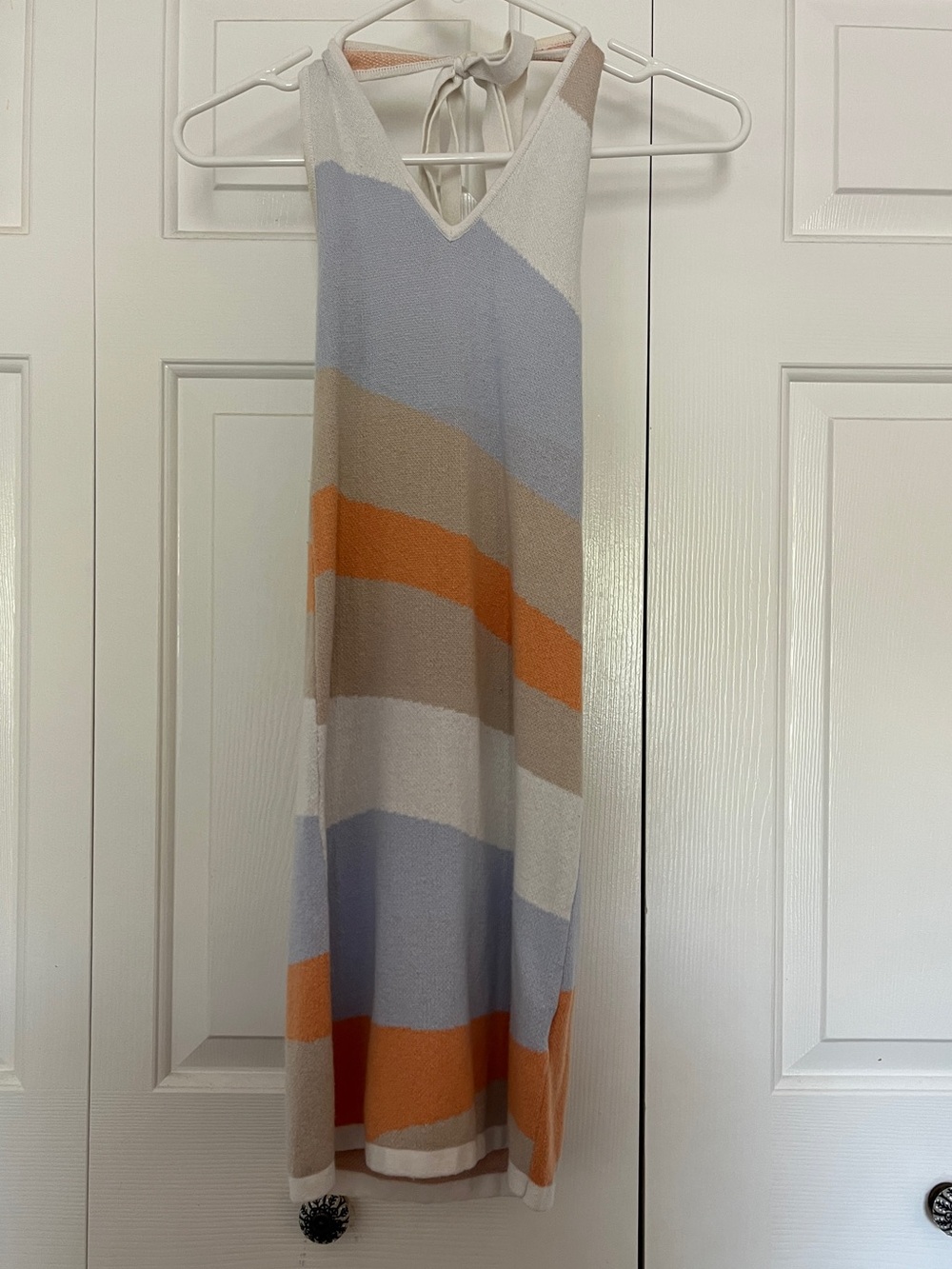 Hollister Striped Halter Knit Dress in Cream, Blue, Tan & Orange
